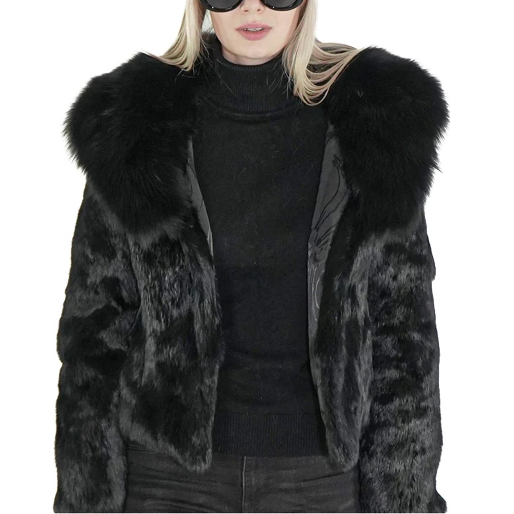 189. NWT WOMENS SHERRILL & BROS. EVE L GENUINE RABBIT FUR JACKET